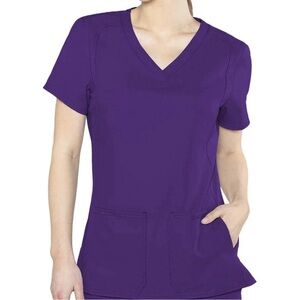 Med Couture V Neck Grape Purple Medical Scrub Top Womens Size Small